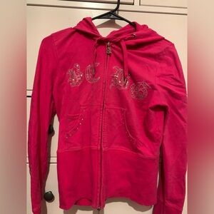 Vintage BCBG hot pink velvet bedazzled track suit